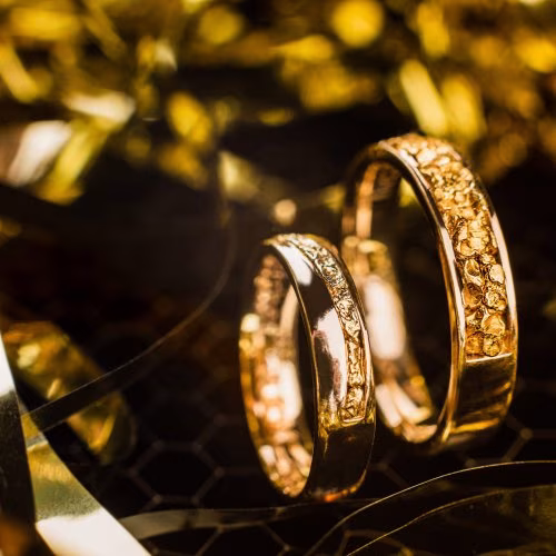 Cyrus Natural Gold - Obrączki z samorodkami złota - Obrączki ślubne