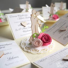 Zaproszenia ślubne 3D rozkładane, pudełka, exploding box, przestrzenne - Zaproszenia ślubne