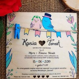 Drewniane zaproszenia ślubne - Zaproszenia ślubne