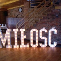 Litery z żarówkami, cyfry napis retro led LOVE MIŁOŚĆ SERCE - Dekoracje świetlne