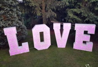 DJ WODZIREJ ZESPÓŁ TALAR Piękny ażurowy napis LOVE RGB 120CM FOTOBUDKA