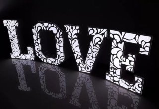 Napis LOVE XXL 120cm (RGB, nakładki ażurowe)