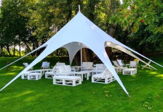 Namiot weselny GWIAZDA / Aranżacja przestrzeni / meble eventowe / W-wa
