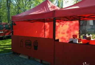 Namioty 3x3 metry, czerwone, dowolna aranżacja, zaplecze sprzętowe