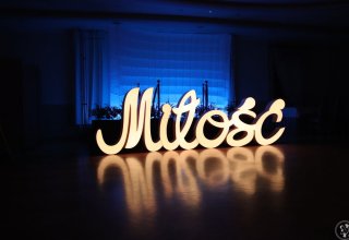 Napis MIŁOŚĆ, ślub, wesele, podświetlany
