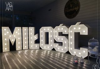 Wynajem - DUŻY Świecący napis LOVE i MIŁOŚĆ - dekoracje wesele
