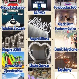 Projekcja logo napis Gobo Barmix Fotobudka 360 Fotolustro Ciężki dym - Dekoracje świetlne