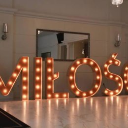 Podświetlane napisy MIŁOŚĆ retro, Miłość LED,  YOU&ME;, LOVE, WESELE - Dekoracje sali