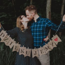 Ekowstawka - girlanda z juty, recznie malowane napisy weselne - Dekoracje sali