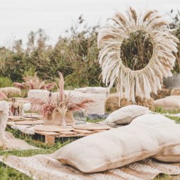 Ogródek BOHO poprawiny, wesele w stylu Boho - Dekoracje sali