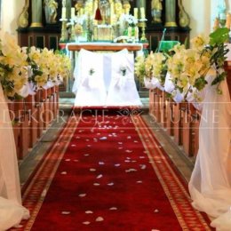 Dekoracje sal, kościołów - Pokrowce na krzesła. - Dekoracje sali