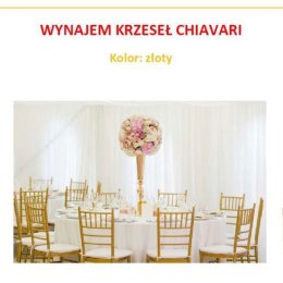 Wynajem Krzeseł Chiavari w kolorze złotym - Dekoracje sali