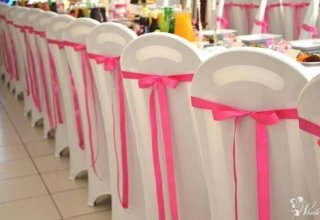 EWA Pokrowiec na krzesło bankietowe kolor biały , kokardy