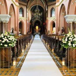 Elegancki dywan na ślub 1,5m x 30m - biały i czerwony - Dekoracje sali