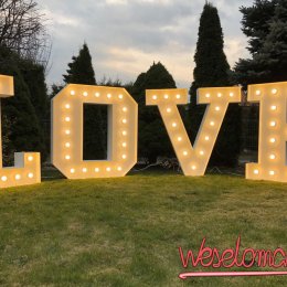 Wielkie Litery 3D, Napis LOVE LED Wynajem na wesele, ślub, eventy. - Dekoracje sali