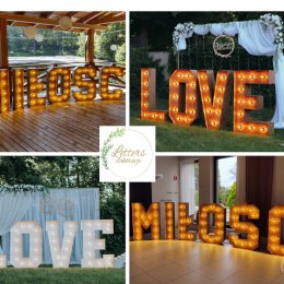 Ścianka Tło za Parą Młodą Napis MIŁOŚĆ LOVE Dekoracje tablica powitaln - Dekoracje sali