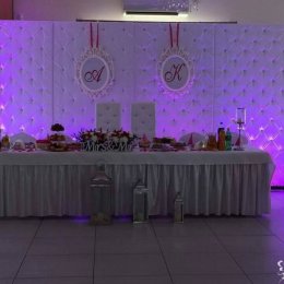 Dekoracje sal weselnych pokrowce ścianka pikowana - Dekoracje sali