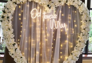 Ścianka kwiatowa serce 260cm łuk ślubny za młodą parą Glamour Boho